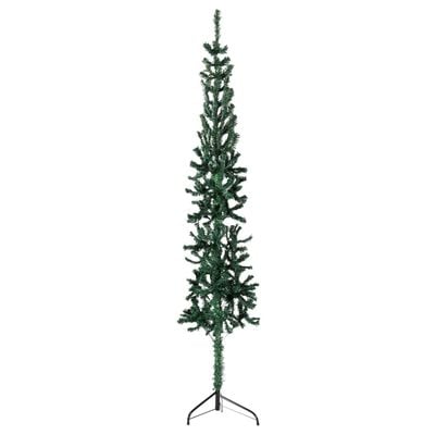 vidaXL Изкуствена половин коледна елха със стойка, зелена, 120 см