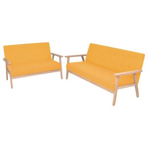 vidaXL Комплект дивани, 2 части, плат, жълти