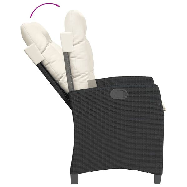 vidaXL Градински трапезен комплект възглавници 5 части черен полиратан