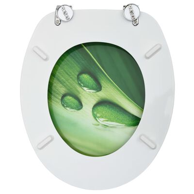 vidaXL WC тоалетни седалки с капак 2 бр МДФ дизайн зелени водни капки