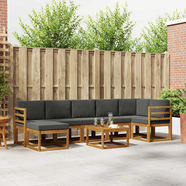 vidaXL Комплект дивани за открито 8 pcs Натурален и Антрацит