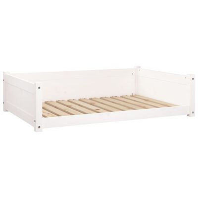 vidaXL Кучешко легло, бяло, 105,5x75,5x28 см, борова дървесина масив