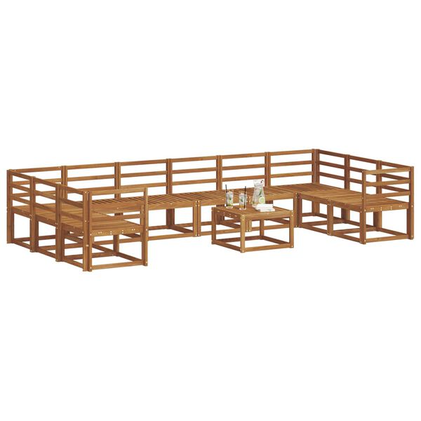 vidaXL Комплект дивани за открито 11 pcs Естествен