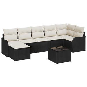 vidaXL Градински Софа Комплект 8 pcs Черно и бяло Полиратан