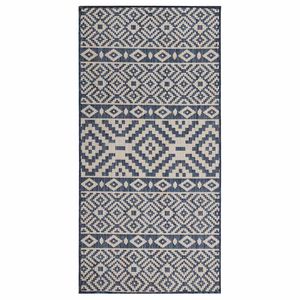 vidaXL Градински плоскотъкан килим, 80x150 см, сини шевици
