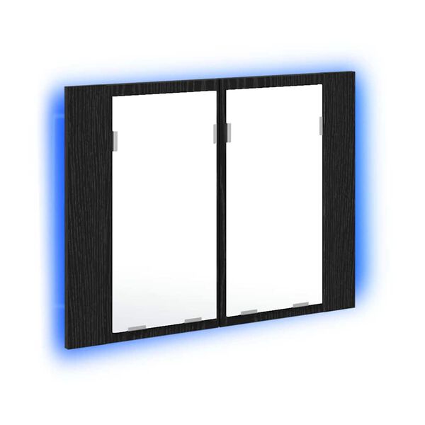 vidaXL Шкаф с огледало за баня с рафт Черния дъб 60 x 12 x 45 см