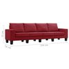 vidaXL 4-местен диван, виненочервен, текстил