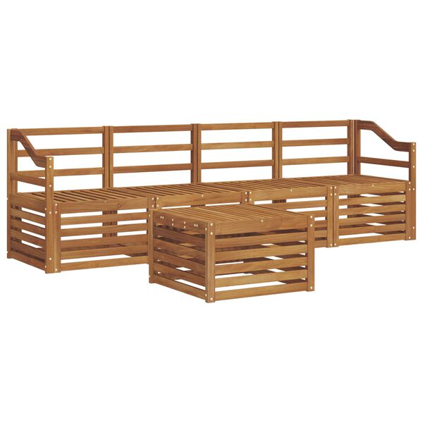 vidaXL Комплекти дивани 5 pcs Естествен Солидно акациево дърво