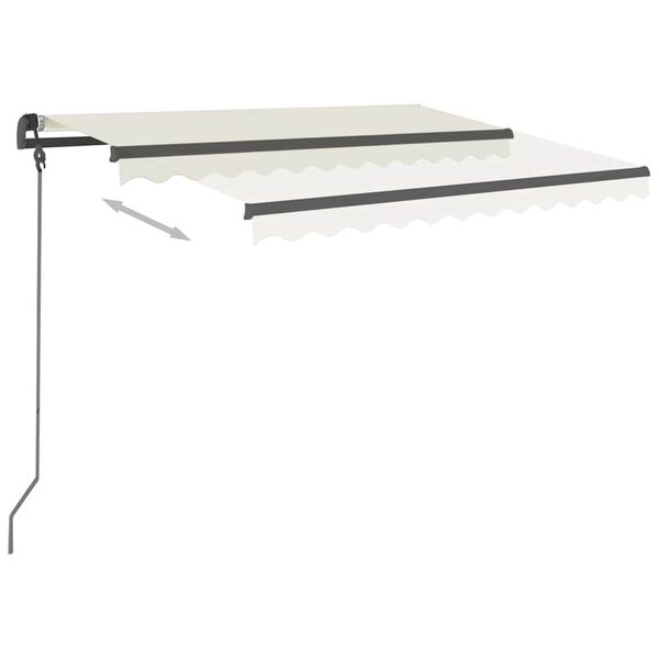 vidaXL Автоматично прибиращ се сенник с прътове, 3x2,5 м, кремав