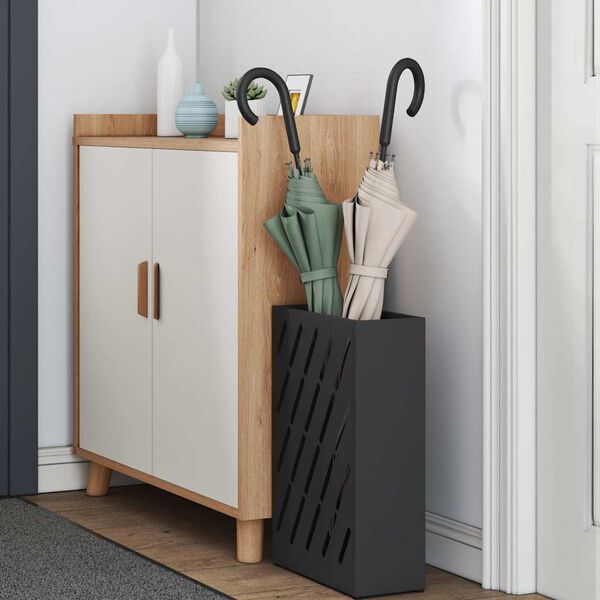 vidaXL Стойка за чадър Черно 28 x 12 x 41 см Стомана