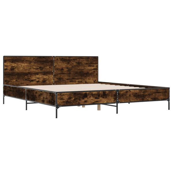 vidaXL Рамка за легло, опушен дъб, 180x200 см, инженерно дърво и метал