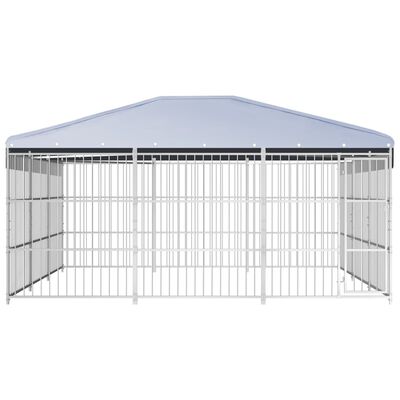 vidaXL Външна клетка за кучета с покрив, 450x450x200 см