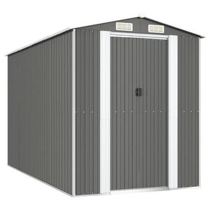 vidaXL Градинска барака светлосива 192x357x223 см поцинкована стомана