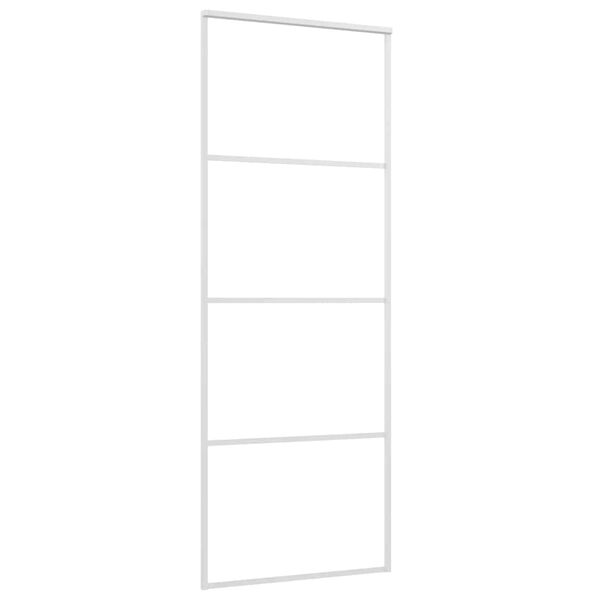 vidaXL Плъзгаща се врата матирано ESG стъкло и алуминий 76x205 см бяла