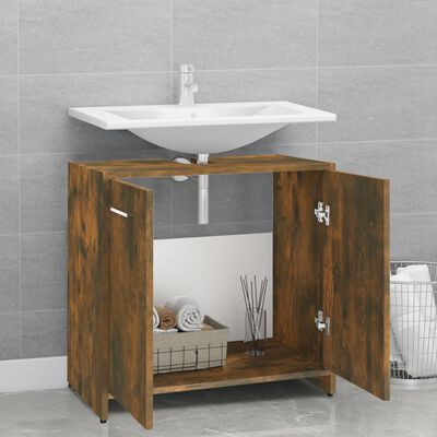 vidaXL Шкаф за баня, опушен дъб, 60x33x60 см, инженерно дърво