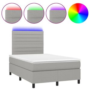 vidaXL Боксспринг легло с матрак и LED, светлосиво, 120x190 см, плат