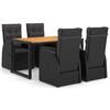 vidaXL Градински трапезен комплект, 5 части, черен