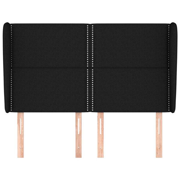 vidaXL Горна табла за легло с уши, черна, 147 x 23 x 118/128 см, плат