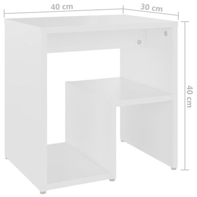 vidaXL Нощно шкафче, бяло, 40x30x40 см, ПДЧ