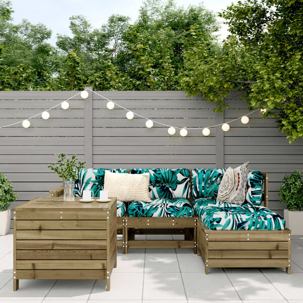 vidaXL Градински комплект диван от 5 части, импрегниран бор