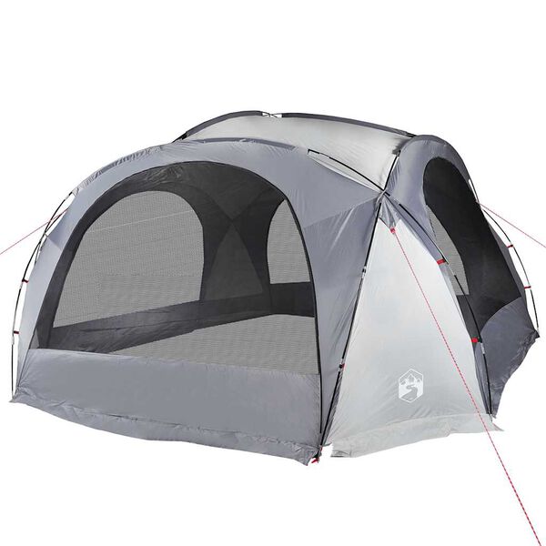 vidaXL Парти палатка, бяло и сиво, водоустойчива