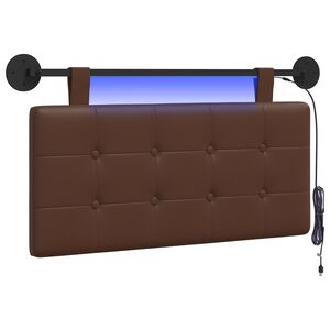 vidaXL Табла за легло висяща С LED осветление Кафяво Изкуствена
