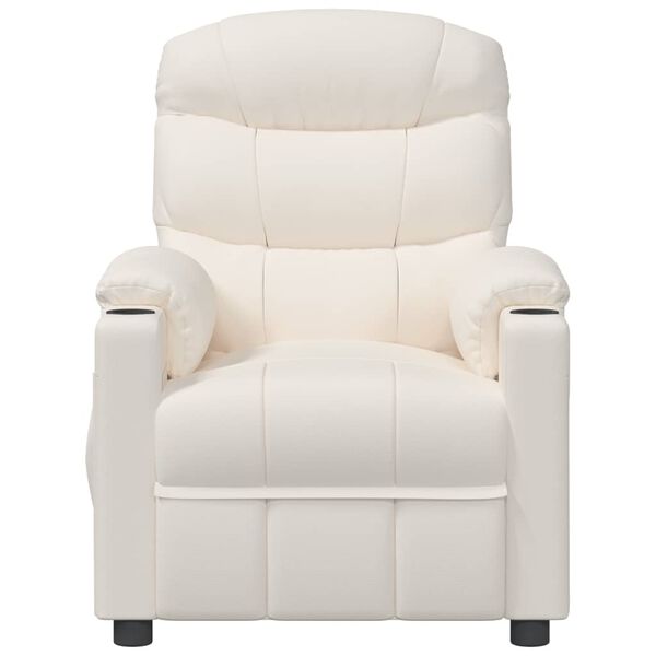 vidaXL Електрически масажен стол, кремав, изкуствена кожа