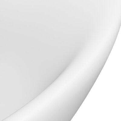 vidaXL Мивка с преливник лукс овал бял мат 58,5x39 см керамика