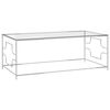 vidaXL Маса за кафе сребриста 120x60x45 cм неръждаема стомана и стъкло