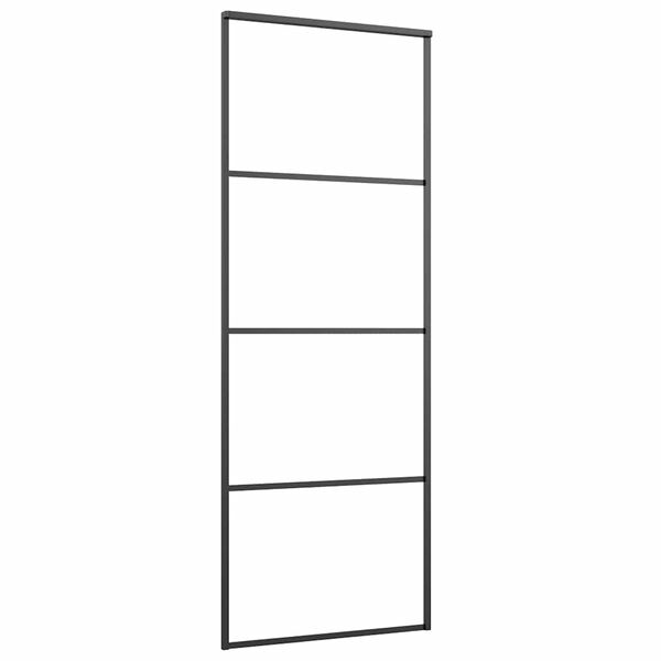 vidaXL Плъзгаща се врата с обков 76x205 см ESG стъкло и алуминий