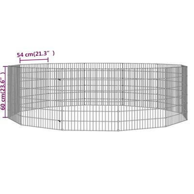 vidaXL Клетка за зайци, 12 панела, 54x60 см, поцинковано желязо