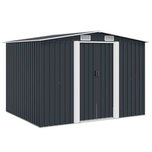 vidaXL Градинска барака за съхранение антрацит стомана 257x205x178 см