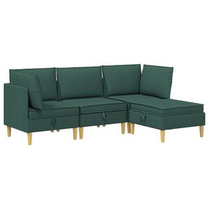 vidaXL Модулен диван комплект със съхранение 4 pcs Тъмнозелено Текстил