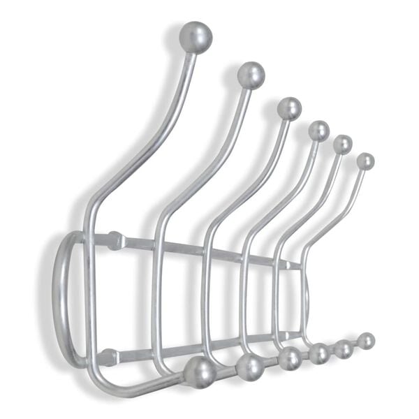 vidaXL Стоманена стенна закачалка за дрехи с 12 куки, 2 бр