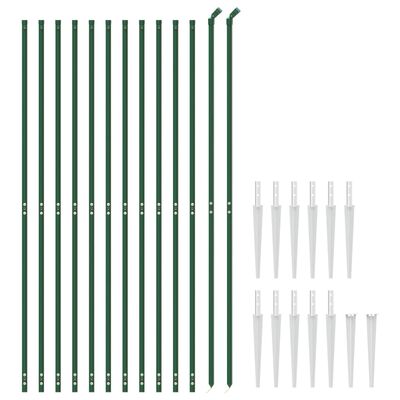vidaXL Плетена оградна мрежа с шипове, зелена, 1,4x25 м