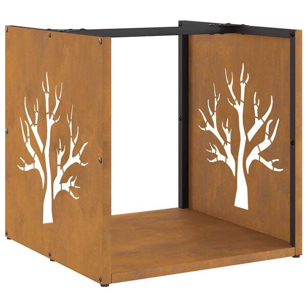 vidaXL Стойка за дърва за огрев 40x40x40 см Патинираща стомана