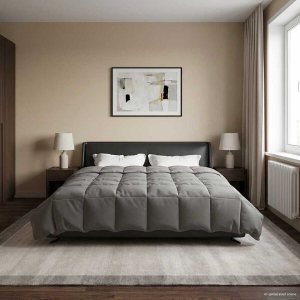 vidaXL Летен юрган Патичено Светлосиво 200 x 240 cm Микрофибър