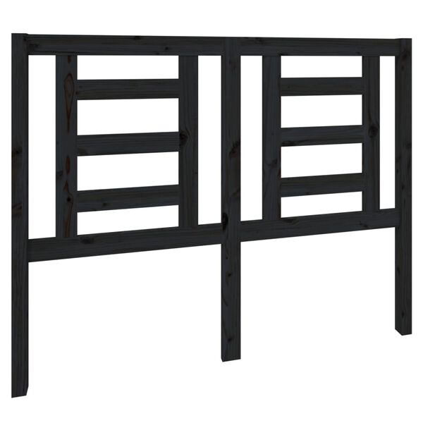 vidaXL Горна табла за легло, черна, 126x4x100 см, бор масив