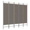 vidaXL Параван за стая, 5 панела, антрацит, 200x220 cм, текстил
