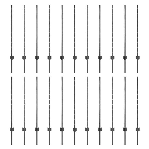 vidaXL Стълб за ограда. 44 pcs Сив 140 cm Стомана