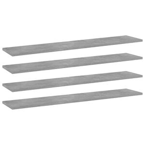 vidaXL Рафтове, 4 бр, бетонно сиви, 100x20x1,5 см, инженерно дърво