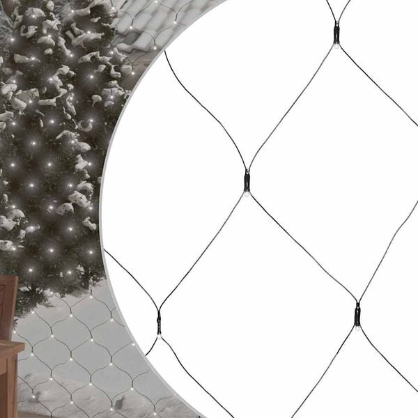 vidaXL Коледна светеща мрежа студенобяла 3x2 м 204 LED закрито/открито