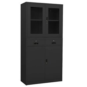 vidaXL Офис шкаф, антрацит, 90x40x180 см, стомана и закалено стъкло
