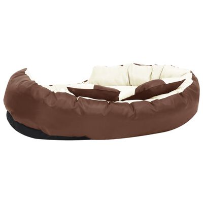 vidaXL Реверсивно и миещо се кучешко легло кафяво-кремаво 110x80x23 см