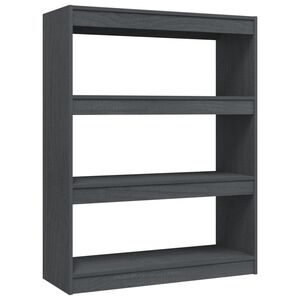 vidaXL Библиотека/разделител за стая, сива, 100x30x103 см, бор масив