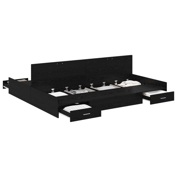 vidaXL Легло с място за съхранение с таблото Черния дъб 180 x 200 cm