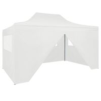 vidaXL Сгъваема парти шатра с 4 странични стени, 3x4,5 м, бяла
