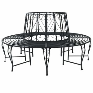 vidaXL Дървесен бенч &Oslash; 160 x 89 см Стомана Черно Кръгла