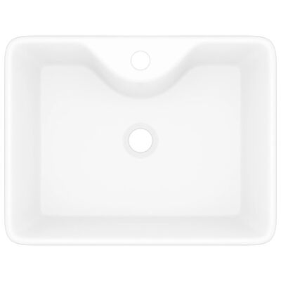 Керамична мивка с отвор за смесител, бяла, квадратна