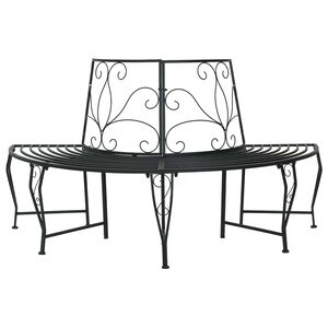 vidaXL Дървесен бенч 4 -местен 160 x 80 x 89 см steel Черно полукръгъл